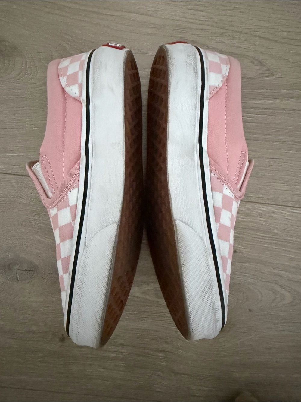 Vans Kids Slip-On Checkerboard Pink and White Sneakers - Picture 3 of 5